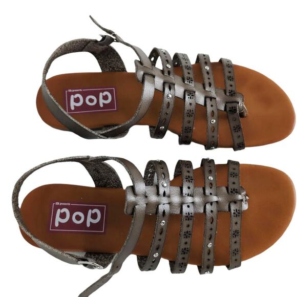 POP Ecstatic Women's 8 Taupe Faux Leather Slingback Strap Flat Sandals - Picture 4 of 10